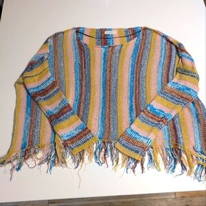 Natural Life Striped Fringe Sweater